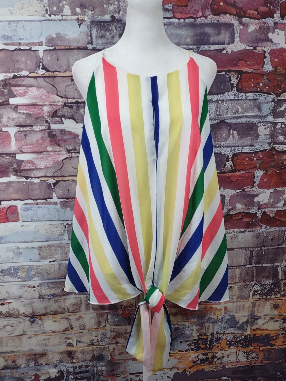 Truth NYC Multicolor Striped Tie-Front Top